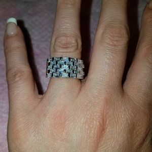 Sterling silver white sapphire ring